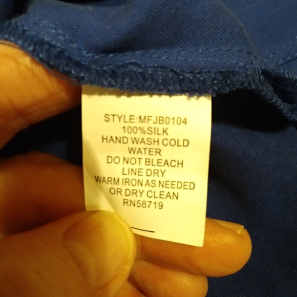 Notations Royal Blue 3/4 Sleeve Washable 100% Silk Blouse Size Small - Picture 7 of 7